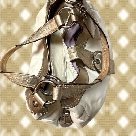 Coach F17092 Soho Ivory & Gold Leather 3 Pocket Bag. Wallet Free W $70 Min Order - Picture 10 of 16